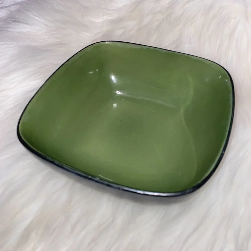Green and Black Glazed Stoneware Bowl